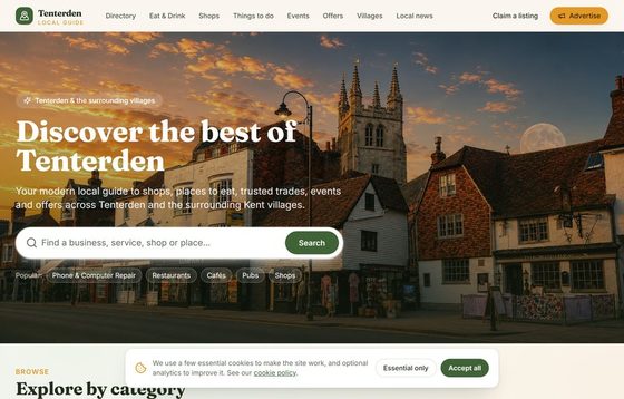 Tenterden.info — local guide website designed and built by Advantec